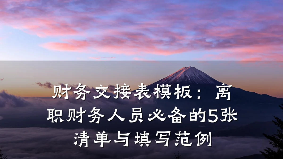 财务交接表模板：离职财务人员必备的5张清单与填写范例