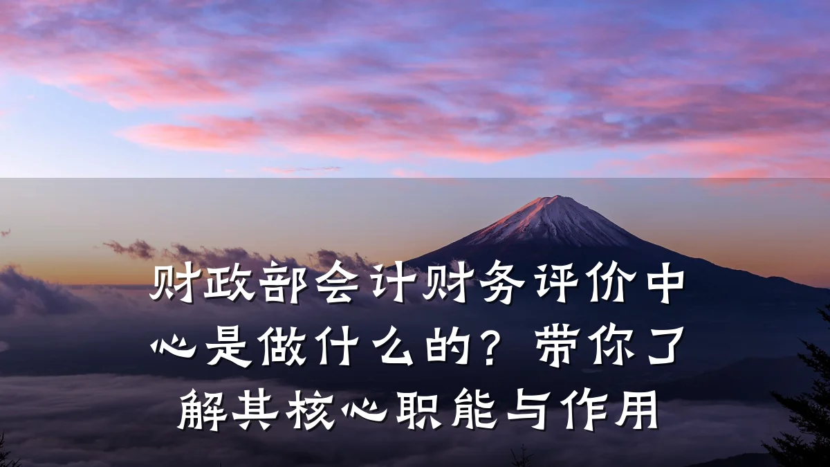 财政部会计财务评价中心是做什么的?带你了解其核心职能与作用