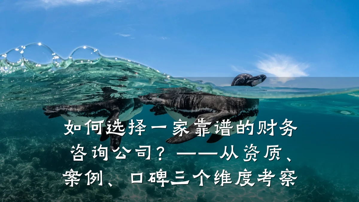 如何选择一家靠谱的财务咨询公司?——从资质、案例、口碑三个维度考察