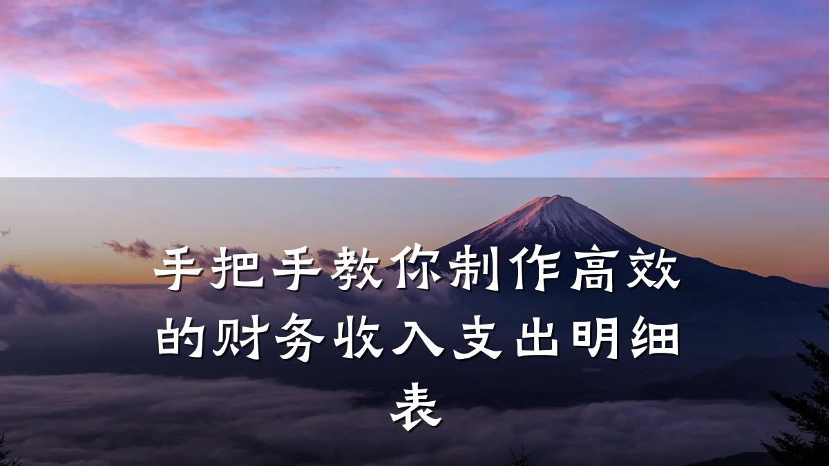 手把手教你制作高效的财务收入支出明细表