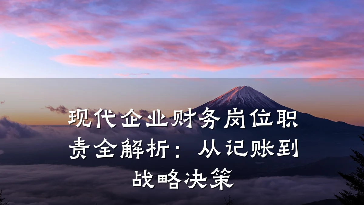 现代企业财务岗位职责全解析:从记账到战略决策