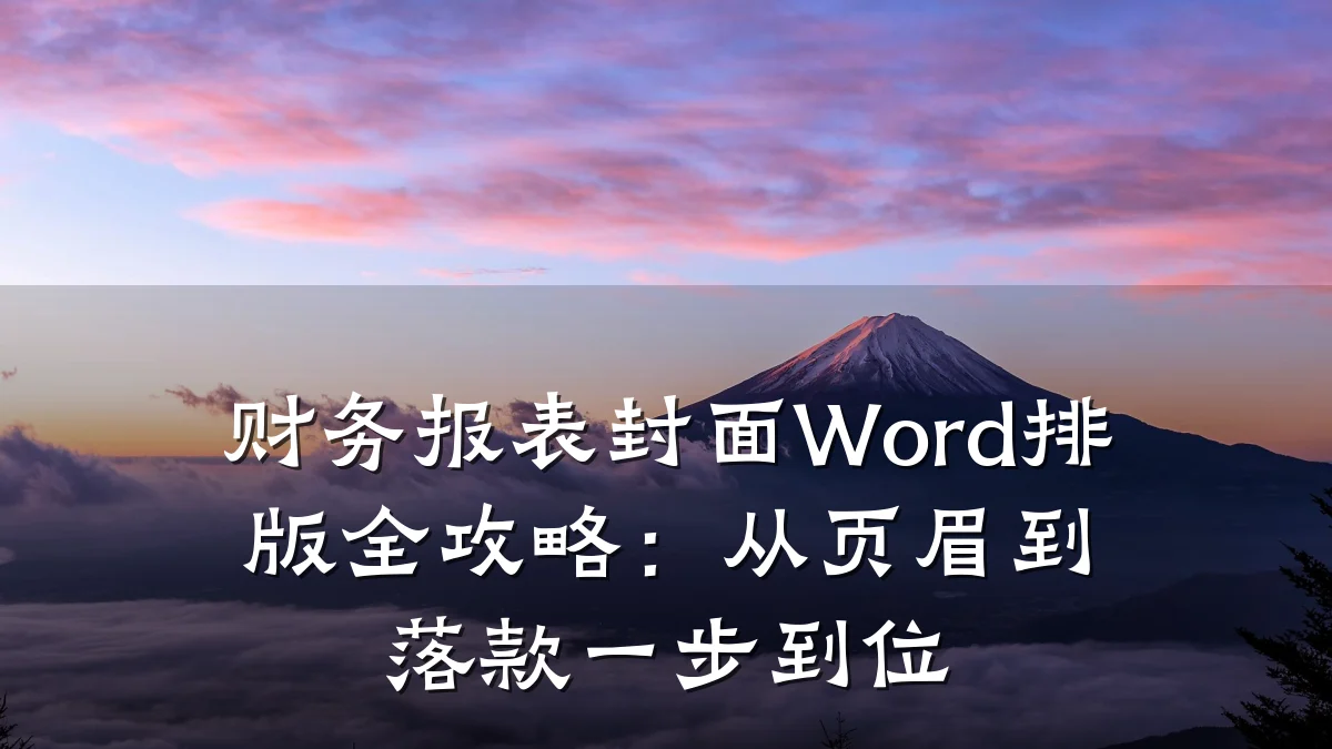 财务报表封面Word排版全攻略:从页眉到落款一步到位