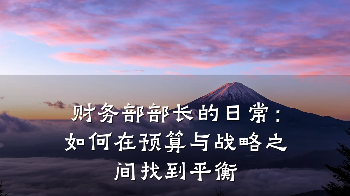 财务部部长的日常:如何在预算与战略之间找到平衡