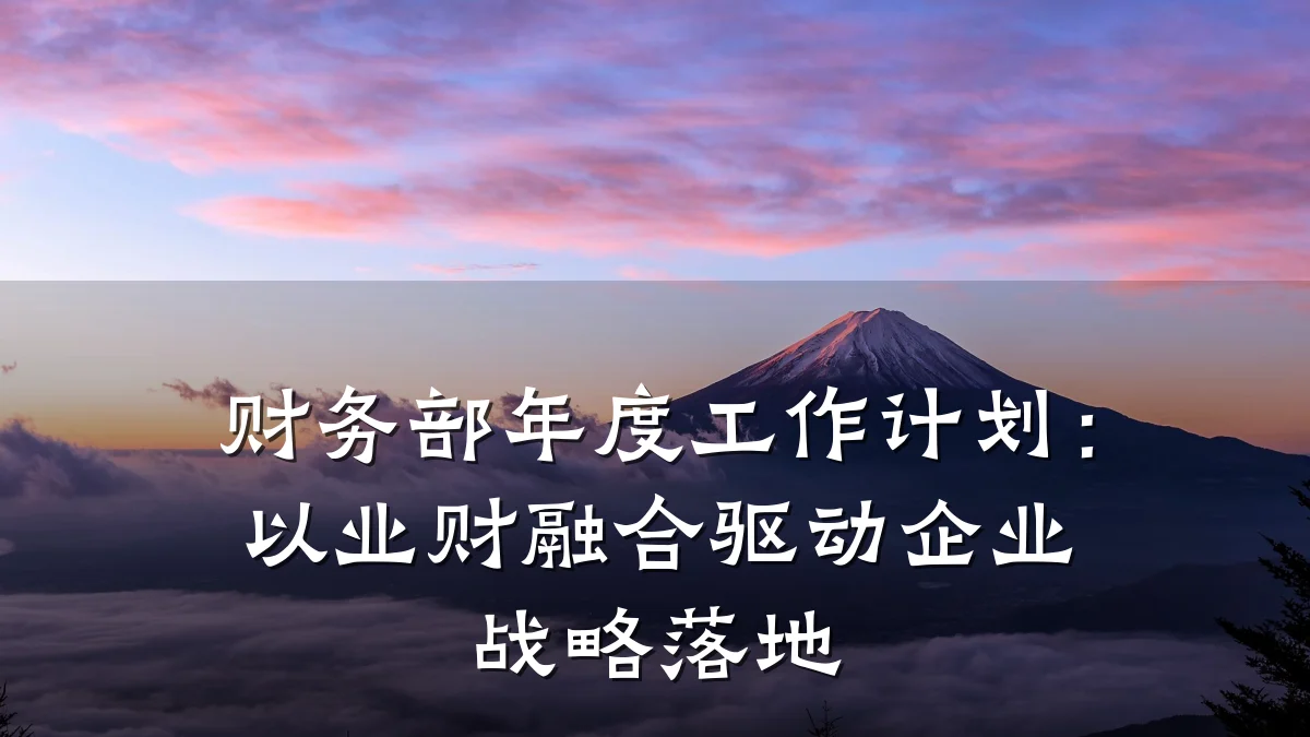 财务部年度工作计划:以业财融合驱动企业战略落地