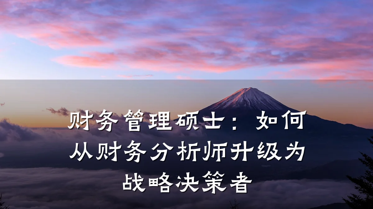 财务管理硕士：如何从财务分析师升级为战略决策者