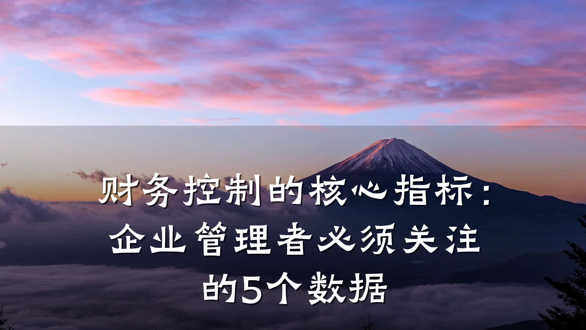 财务控制的核心指标:企业管理者必须关注的5个数据