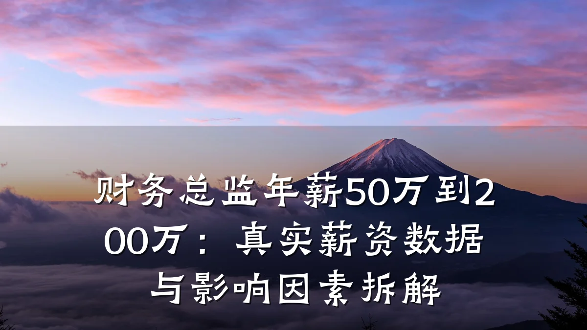 财务总监年薪50万到200万:真实薪资数据与影响因素拆解