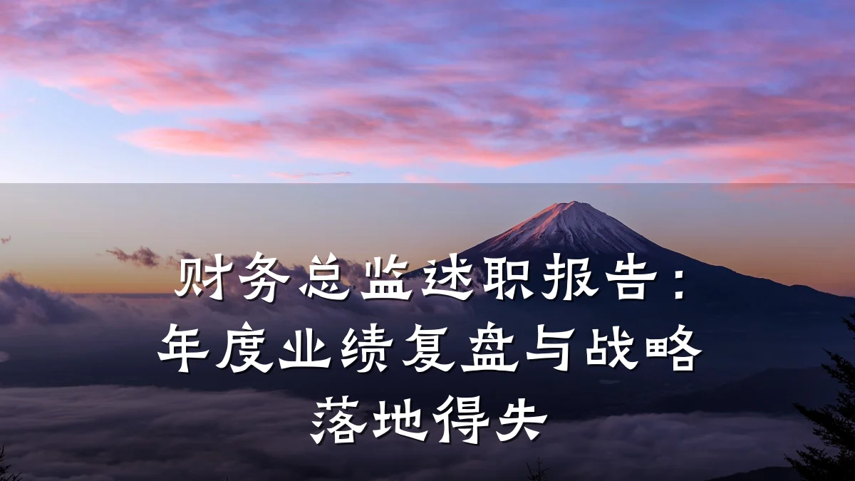 财务总监述职报告：年度业绩复盘与战略落地得失