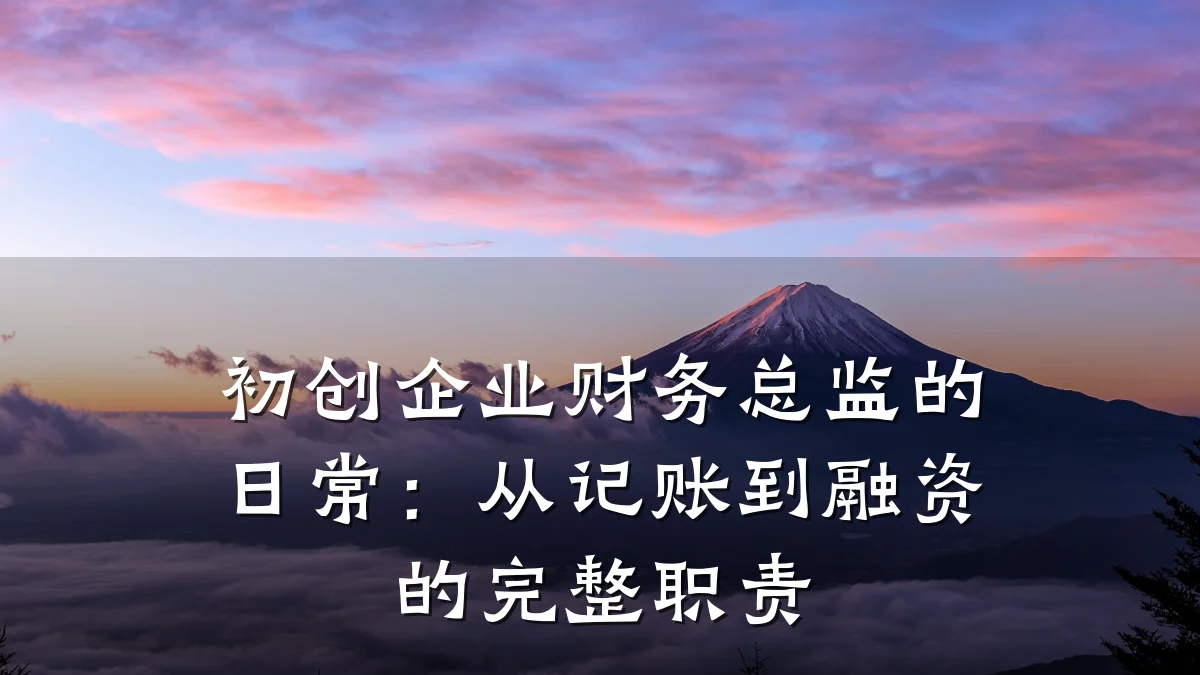 初创企业财务总监的日常:从记账到融资的完整职责