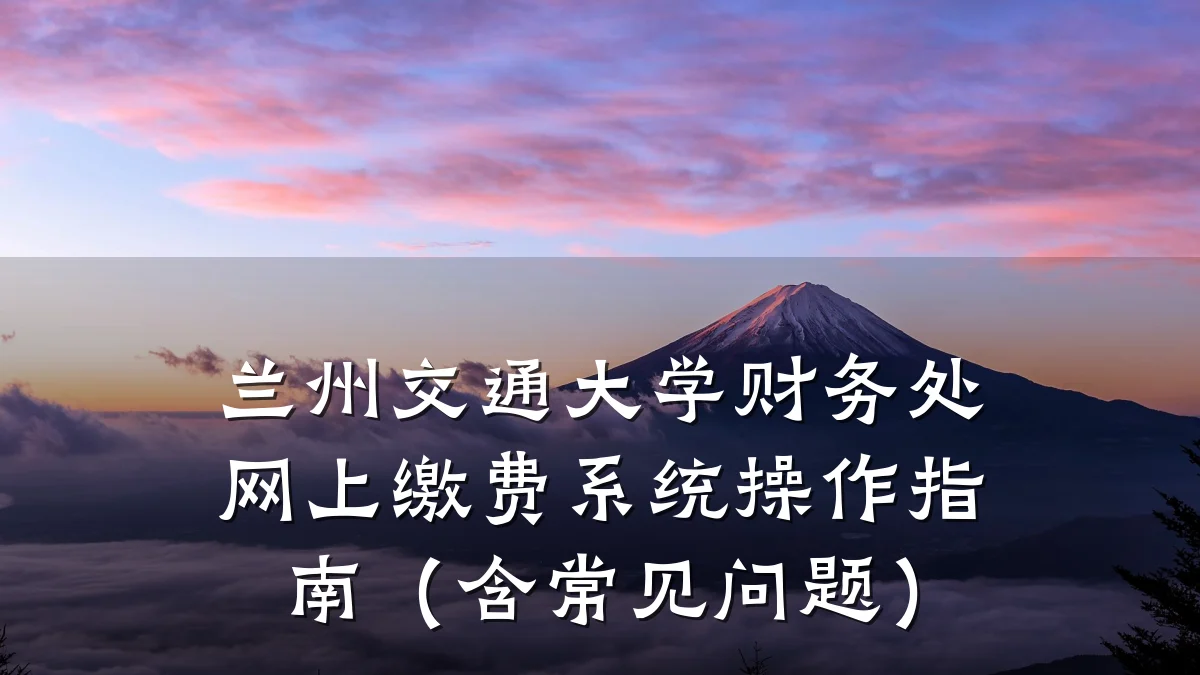 兰州交通大学财务处网上缴费系统操作指南(含常见问题)