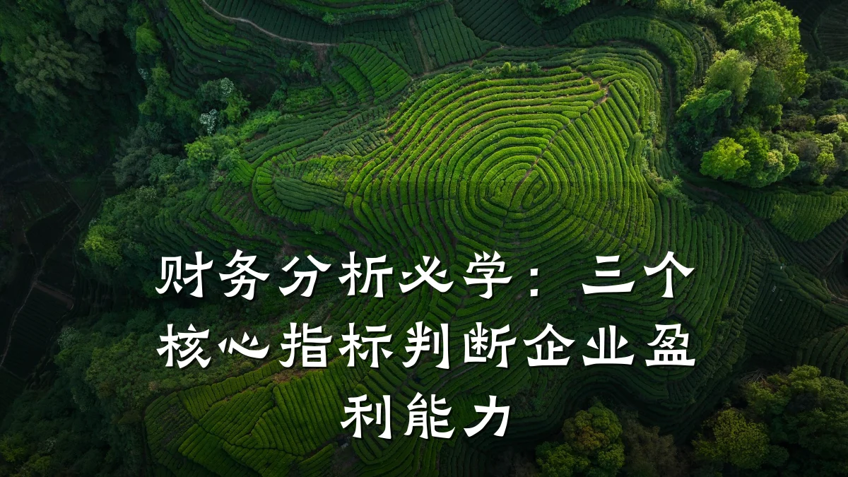 财务分析必学:三个核心指标判断企业盈利能力