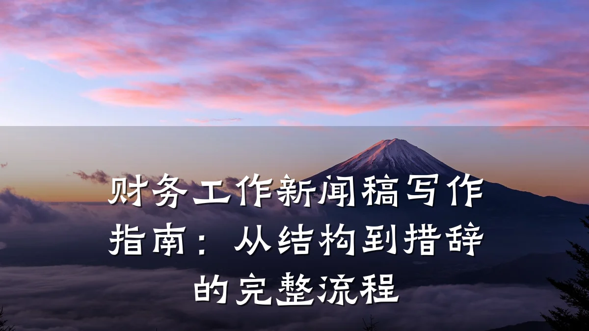 财务工作新闻稿写作指南:从结构到措辞的完整流程
