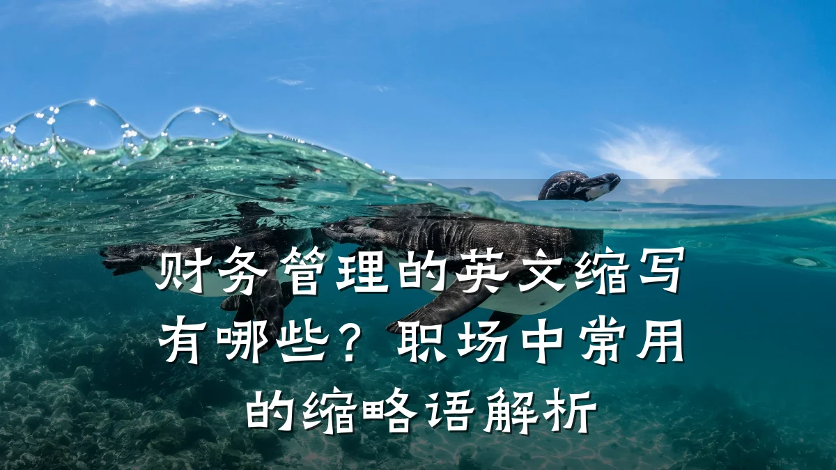 财务管理的英文缩写有哪些?职场中常用的缩略语解析