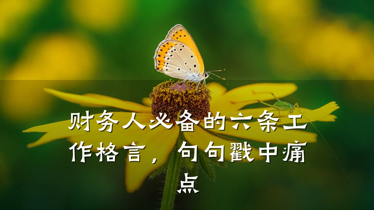 财务人必备的六条工作格言,句句戳中痛点