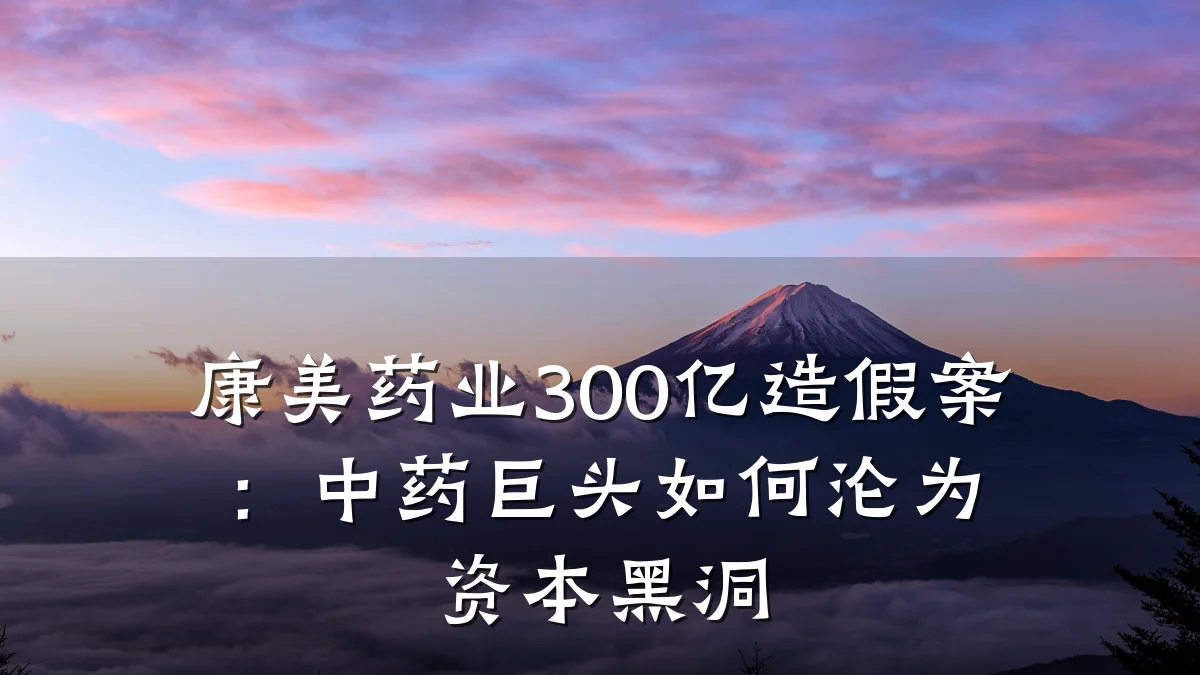 康美药业300亿造假案：中药巨头如何沦为资本黑洞