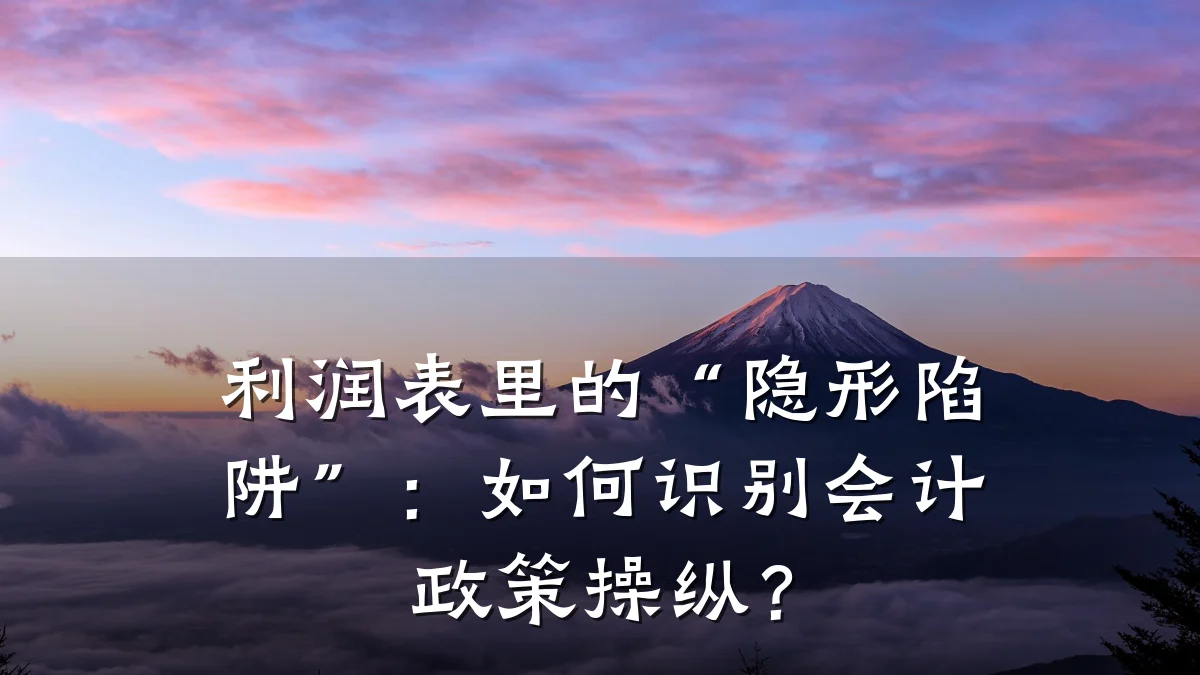 利润表里的“隐形陷阱”:如何识别会计政策操纵?
