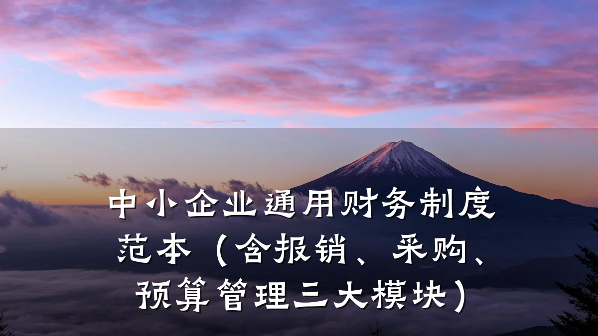 中小企业通用财务制度范本(含报销、采购、预算管理三大模块)