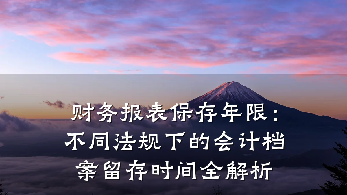 财务报表保存年限:不同法规下的会计档案留存时间全解析