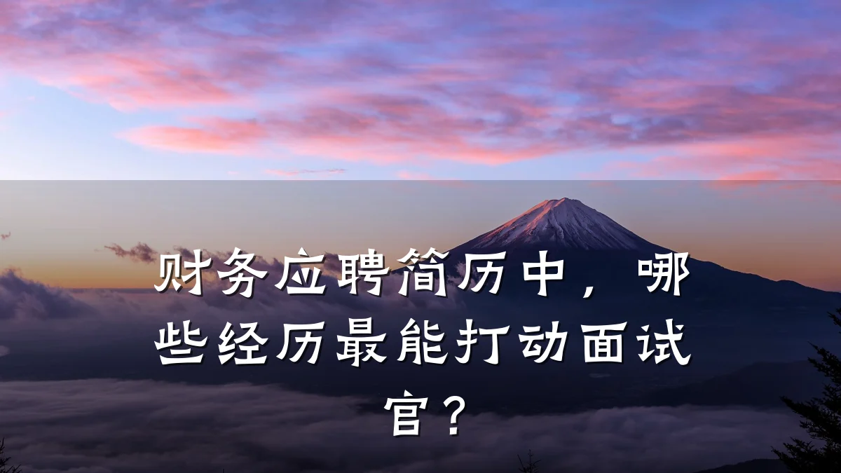 财务应聘简历中，哪些经历最能打动面试官？