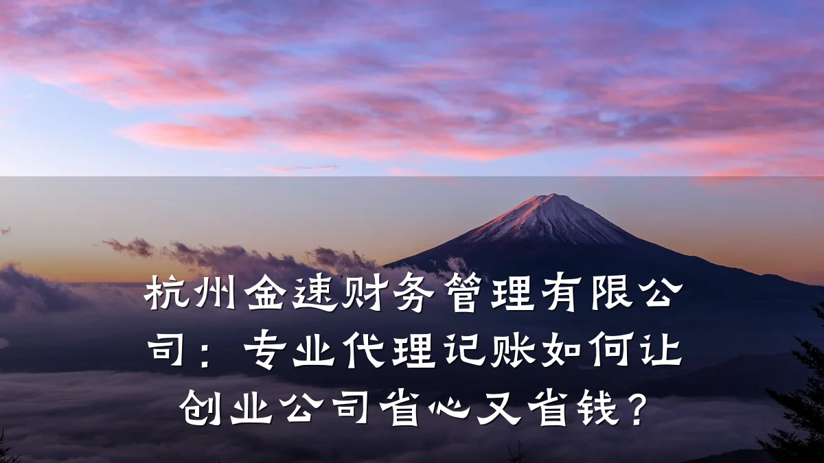 杭州金速财务管理有限公司:专业代理记账如何让创业公司省心又省钱?