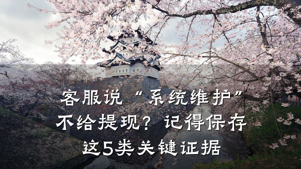 客服说“系统维护”不给提现?记得保存这5类关键证据