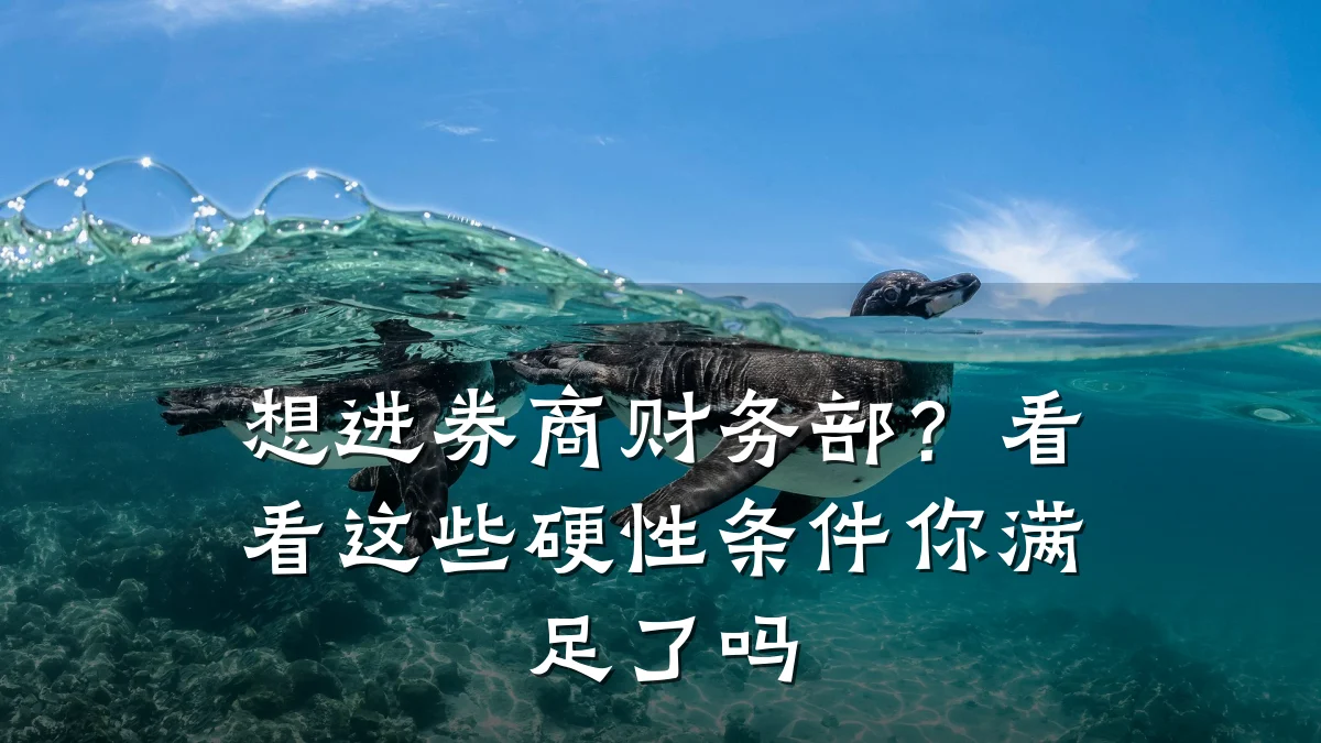 想进券商财务部?看看这些硬性条件你满足了吗
