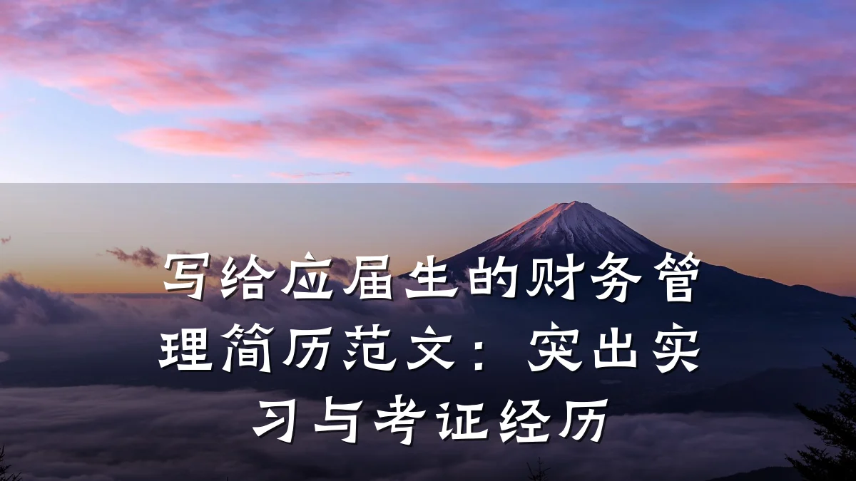 写给应届生的财务管理简历范文：突出实习与考证经历