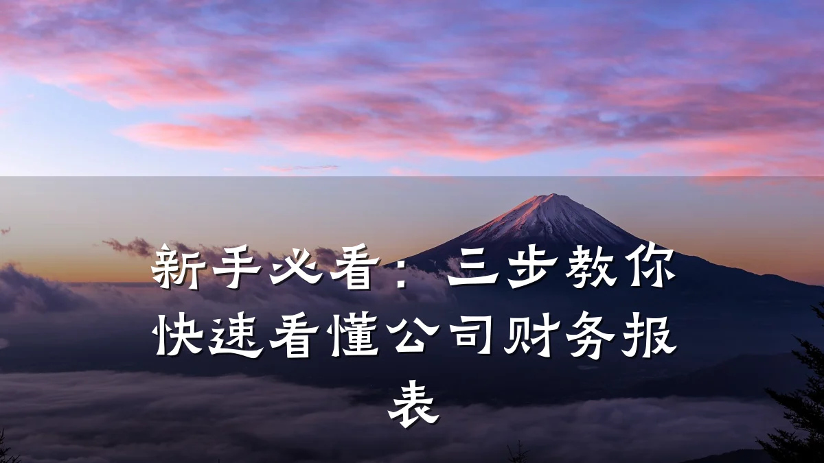 新手必看:三步教你快速看懂公司财务报表