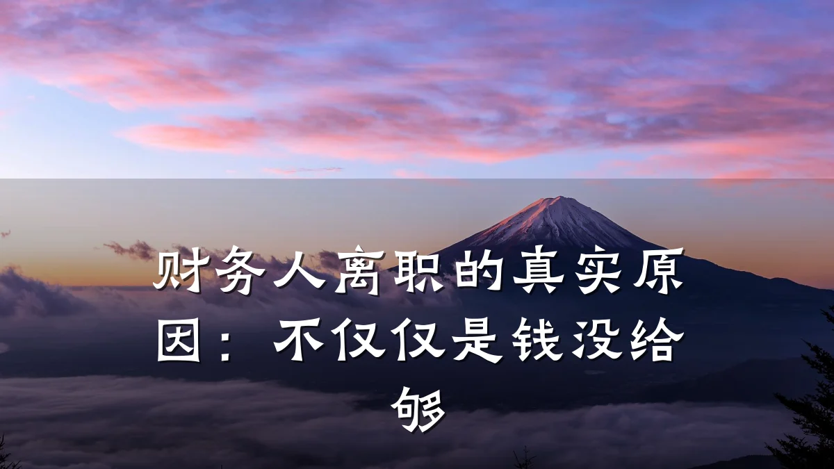 财务人离职的真实原因:不仅仅是钱没给够