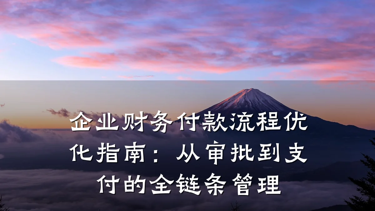 企业财务付款流程优化指南:从审批到支付的全链条管理