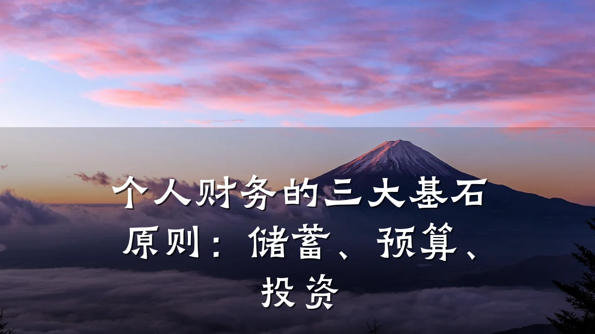 个人财务的三大基石原则:储蓄、预算、投资