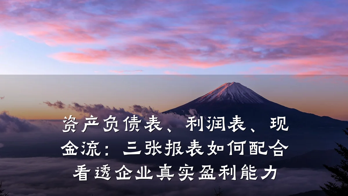 资产负债表、利润表、现金流：三张报表如何配合看透企业真实盈利能力