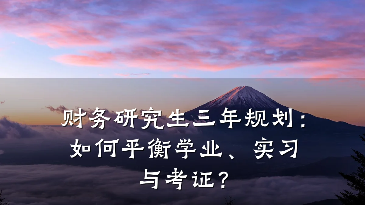 财务研究生三年规划:如何平衡学业、实习与考证?