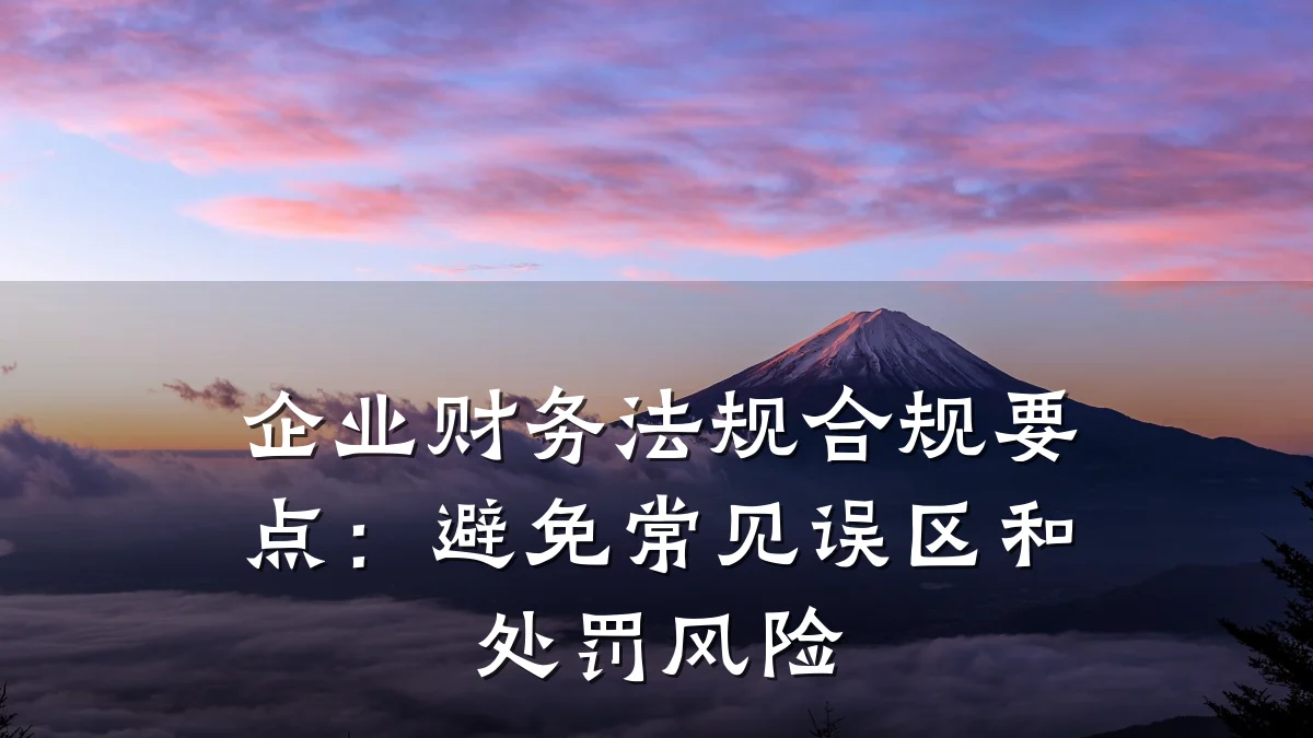 企业财务法规合规要点:避免常见误区和处罚风险