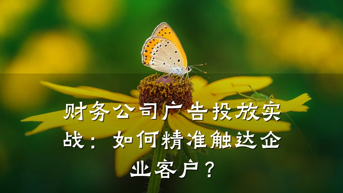 财务公司广告投放实战:如何精准触达企业客户?