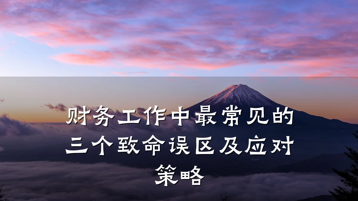 财务工作中最常见的三个致命误区及应对策略