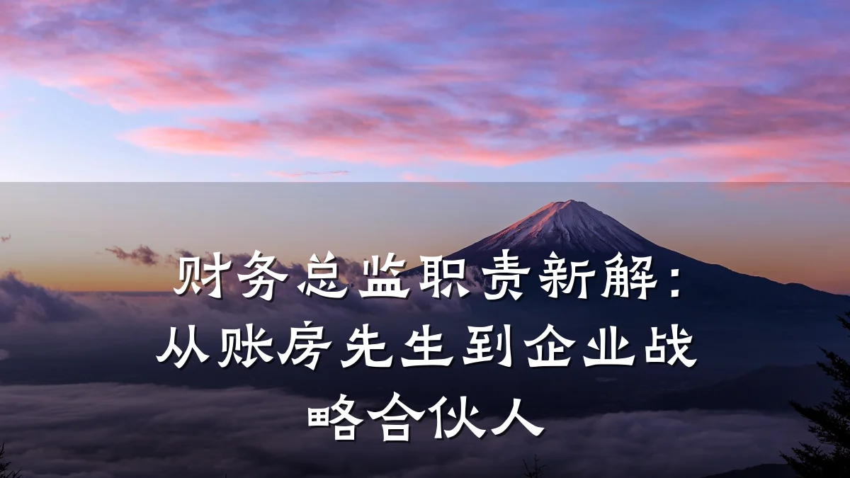 财务总监职责新解:从账房先生到企业战略合伙人
