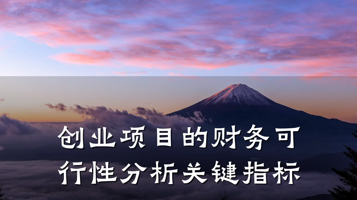 创业项目的财务可行性分析关键指标