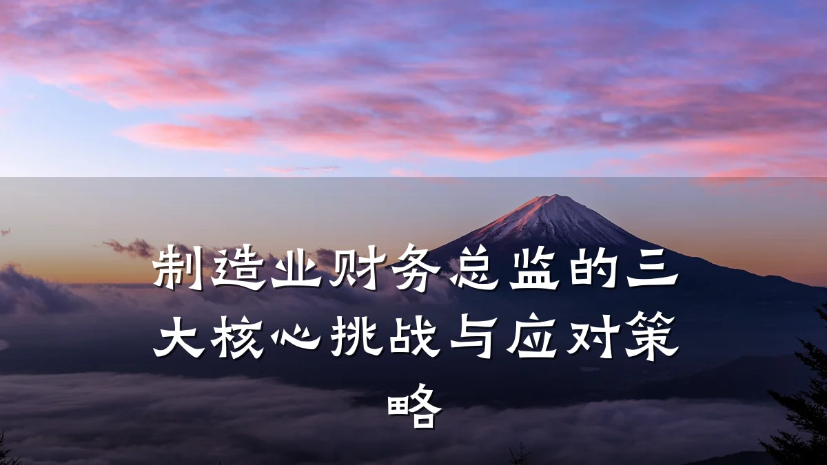 制造业财务总监的三大核心挑战与应对策略