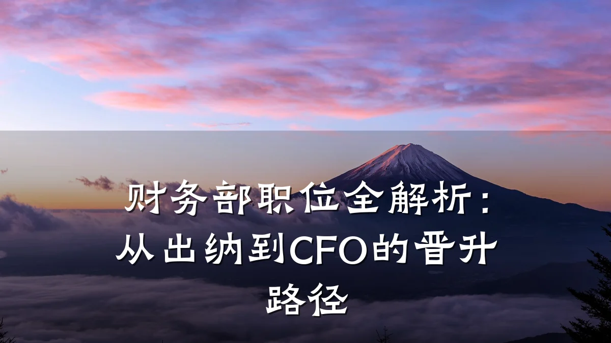 财务部职位全解析:从出纳到CFO的晋升路径