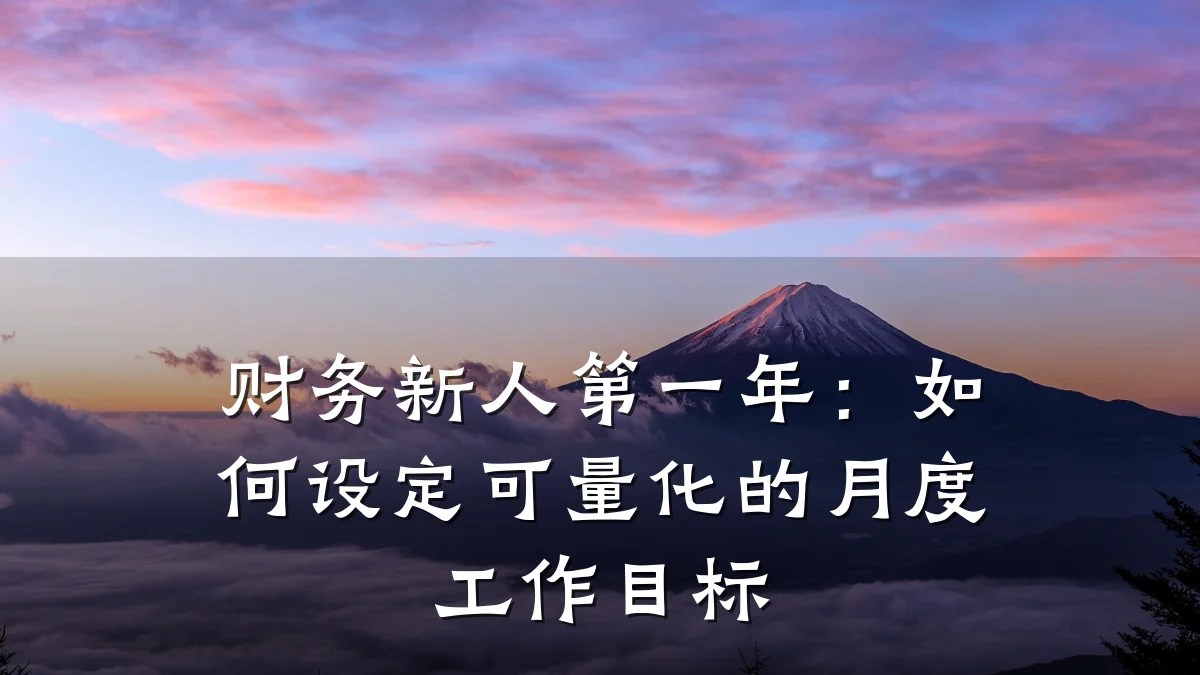 财务新人第一年：如何设定可量化的月度工作目标