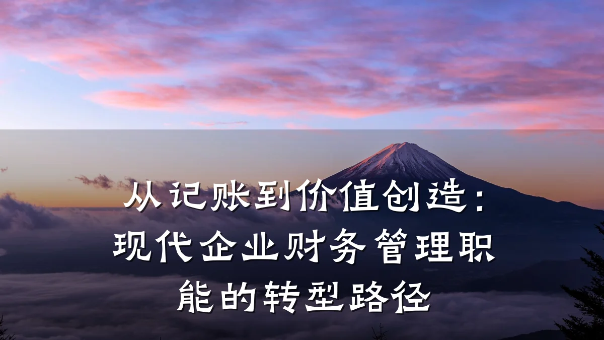 从记账到价值创造:现代企业财务管理职能的转型路径