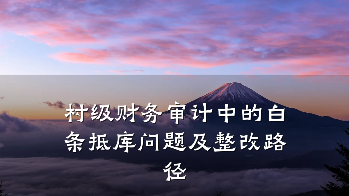 村级财务审计中的白条抵库问题及整改路径