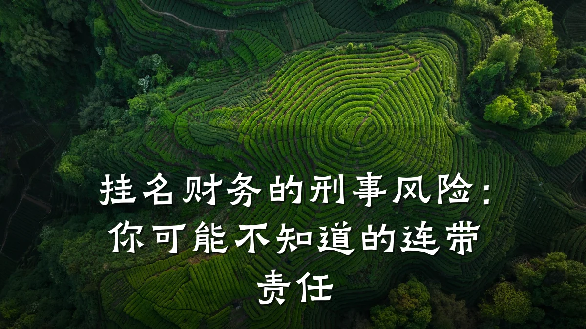 挂名财务的刑事风险:你可能不知道的连带责任