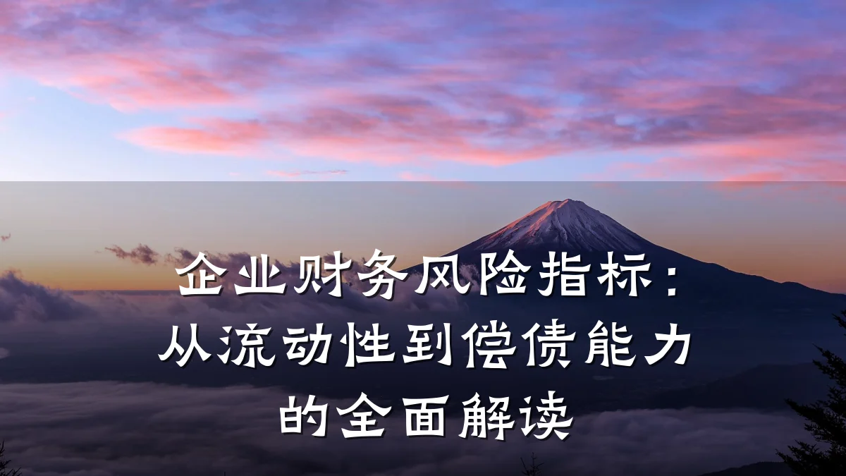 企业财务风险指标：从流动性到偿债能力的全面解读