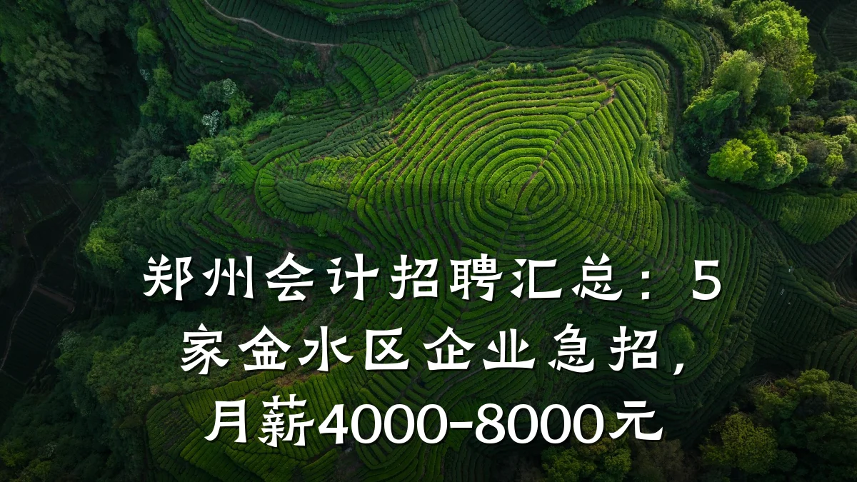 郑州会计招聘汇总:5家金水区企业急招,月薪4000-8000元