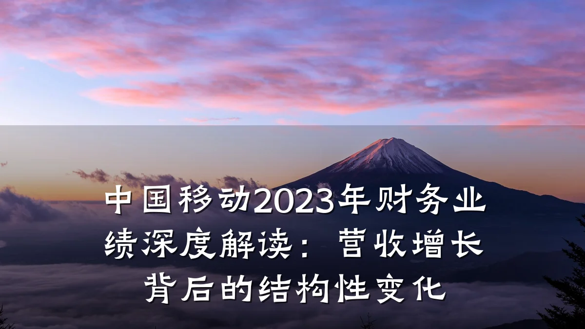 中国移动2023年财务业绩深度解读:营收增长背后的结构性变化